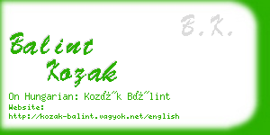 balint kozak business card
